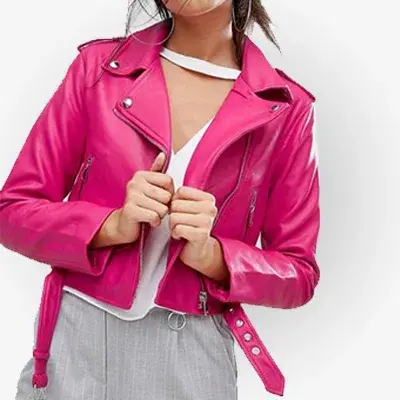 Asymmetrical Hot Pink Leather Jacket