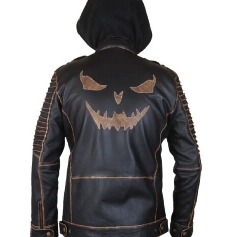 The Killing Suicide Squad Joker Slim Fit Hooded Leather Jacket