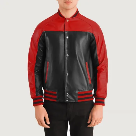 Terrance Black & Red Leather Varsity Jacket