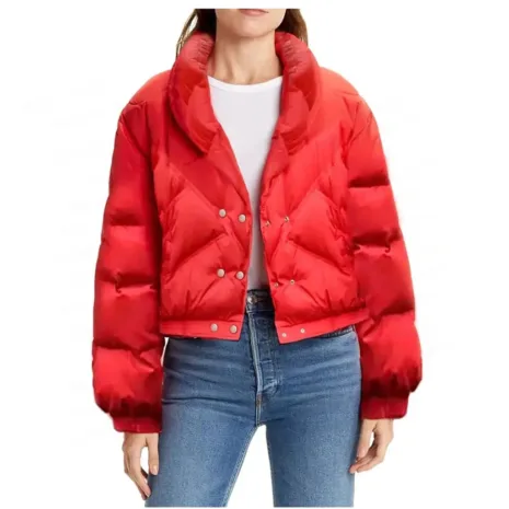 The Crown: Princess Diana Red Puffer Jacket